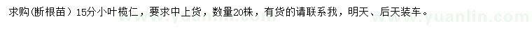 求購15公分小葉欖仁