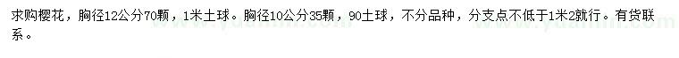 求購胸徑10、12公分櫻花