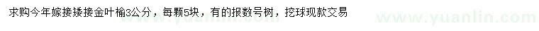 求購(gòu)3公分金葉榆