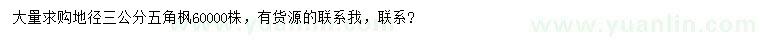 求購地徑3公分五角楓