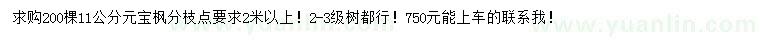求購11公分元寶楓