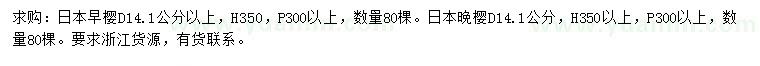 求購地徑14.1公分以上日本早櫻、日本晚櫻