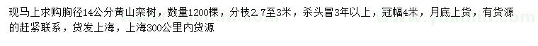 求購胸徑14公分黃山欒樹