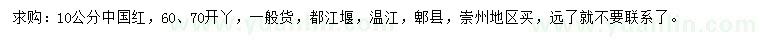 求購10公分中國紅