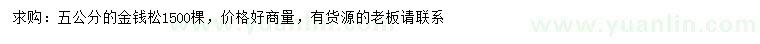 求購(gòu)5公分金錢松