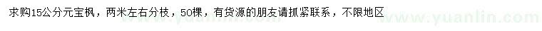 求購15公分元寶楓