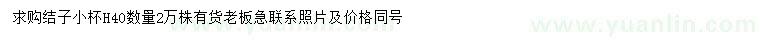 求購高40公分結(jié)子