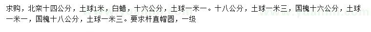 求購北欒、白蠟、國槐