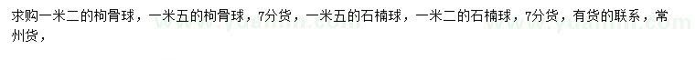 求購1.2、1.5米枸骨球、石楠球