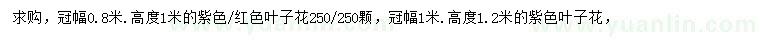 求購(gòu)冠幅0.8、1米葉子花