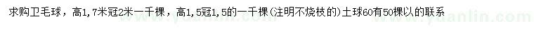 求購高1.5、1.7米衛(wèi)矛球