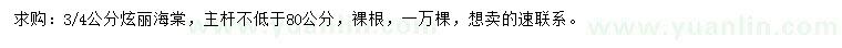 求購3、4公分炫麗海棠