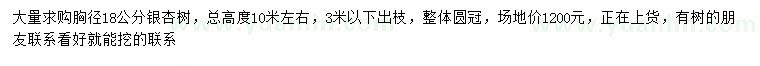 求購胸徑18公分銀杏