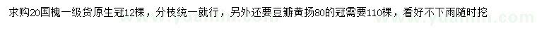 求購20公分國槐、冠80公分豆瓣黃楊