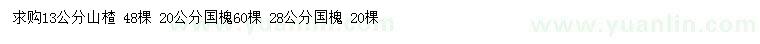 求購13公分山楂、20、28公分國槐