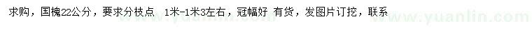 求購(gòu)22公分國(guó)槐