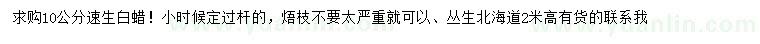 求購(gòu)10公分速生白蠟、高2米叢生北海道