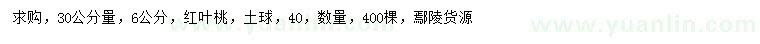 求購(gòu)30量6公分紅葉桃