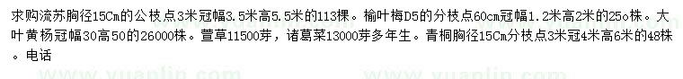 求購(gòu)流蘇、榆葉梅、大葉黃楊等
