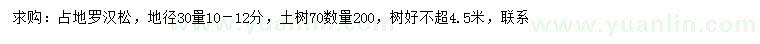 求購(gòu)30量10-12公分羅漢松