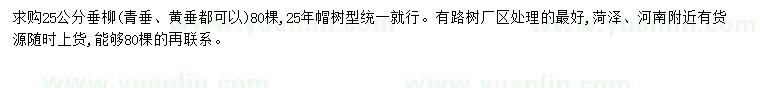 求購25公分垂柳