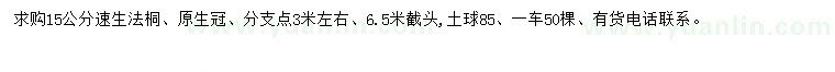 求購15公分速生法桐