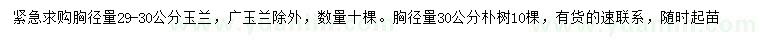 求購胸徑29-30公分玉蘭、胸徑30公分樸樹(shù)