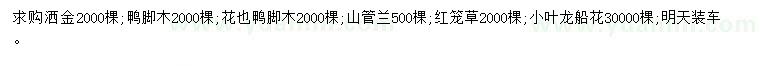 求購灑金、鴨腳木、山管蘭等