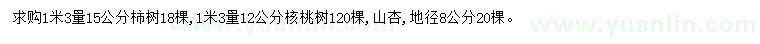 求購柿樹、核桃樹、山杏