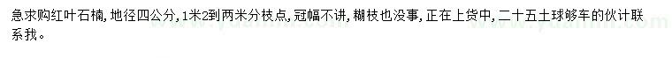 求購(gòu)地徑4公分紅葉石楠