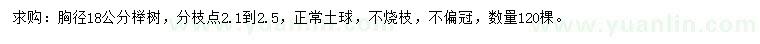 求購(gòu)胸徑18公分櫸樹(shù)