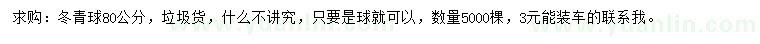 求購80公分冬青球