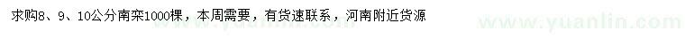 求購(gòu)8、9、10公分南欒