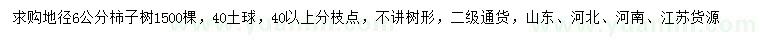 求購地徑6公分柿子樹