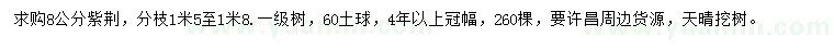 求購8公分紫荊