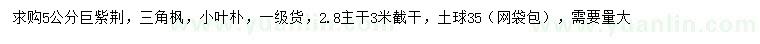 求購(gòu)巨紫荊、三角楓、小葉樸
