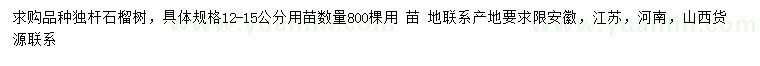 求購(gòu)12-15公分石榴樹