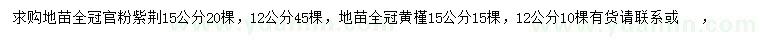求購(gòu)12、15公分宮粉紫荊、黃瑾