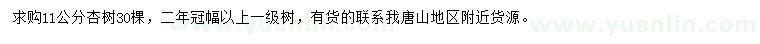 求購11公分杏樹