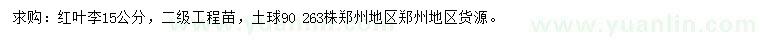 求購15公分紅葉李