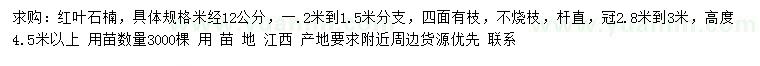 求購(gòu)米徑12公分紅葉石楠