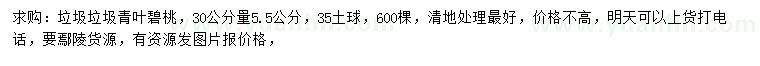 求購30量5.5公分青葉碧桃