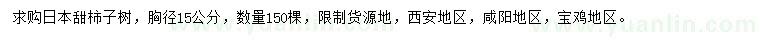 求購胸徑15公分日本甜柿子樹