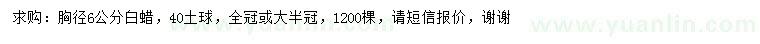 求購胸徑6公分白蠟