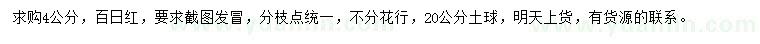 求購4公分百日紅