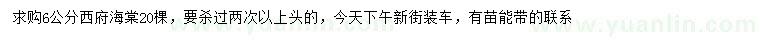 求購6公分西府海棠