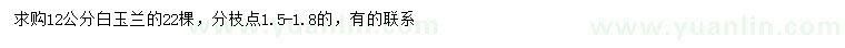 求購(gòu)12公分白玉蘭