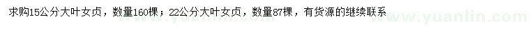 求購(gòu)15、22公分大葉女貞