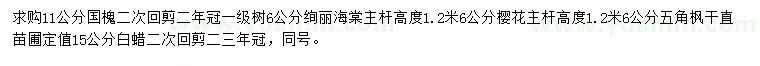 求購(gòu)國(guó)槐、絢麗海棠、櫻花等