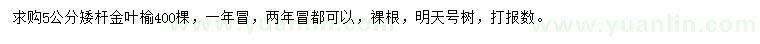 求購(gòu)5公分金葉榆